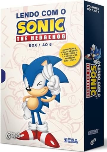 Imagem representativa de BOX: LENDO COM O SONIC – THE HEDGEHOG (vol. 1 ao 6): • Acompanha marcadores personalizados e pôster