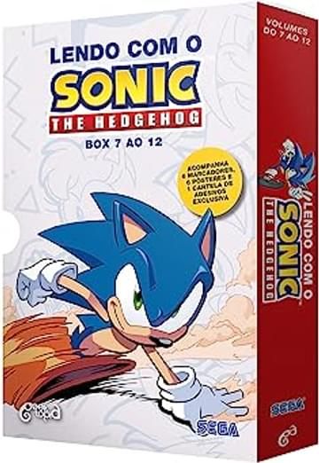 Imagem representativa de BOX: LENDO COM O SONIC – THE HEDGEHOG (vol. 7 ao 12): • Acompanha marcadores personalizados e pôster