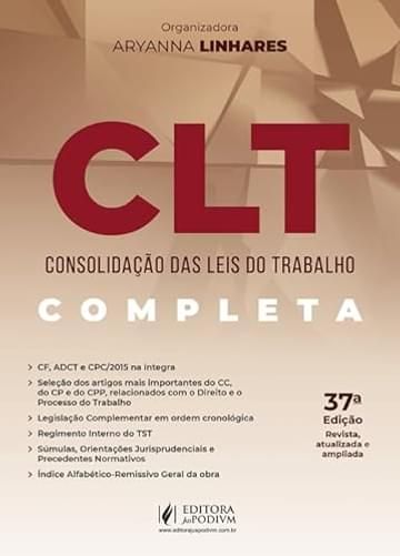 Imagem representativa de Clt - Consolidação Das Leis Do Trabalho 42 Exame De Ordem - 37 Edição 2024 -Juspodivm