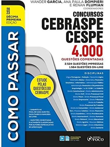 Imagem representativa de COMO PASSAR EM CONCURSOS CEBRASPE / CESPE - 4.000 QUESTÕES COMENTADAS - 11ª ED - 2023