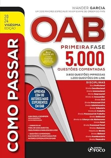 Imagem representativa de Como Passar na OAB - 1ª Fase - 5.000 Questões Comentadas - 20 ª Ed - 2024