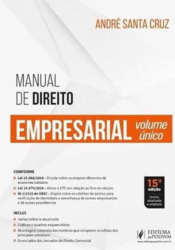 Imagem representativa de Manual de Direito Empresarial - Volume Único - 15ª Edição (2025)