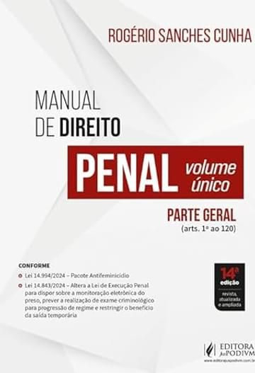 Imagem representativa de Manual De Direito Penal Parte Geral Volume Único - 14 Edição 2025 Juspodivm