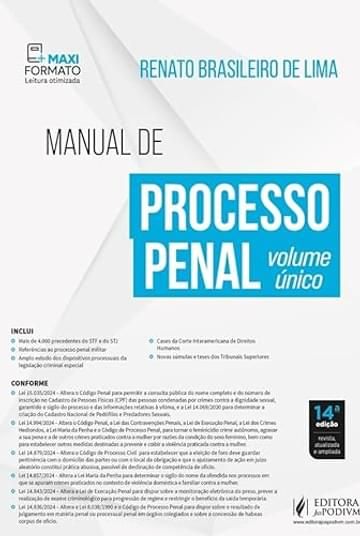 Imagem representativa de Manual de Processo Penal - Volume Único 14Ed.2025